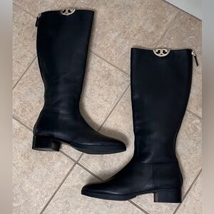 Tory Burch Black Leather Knee-High Boots